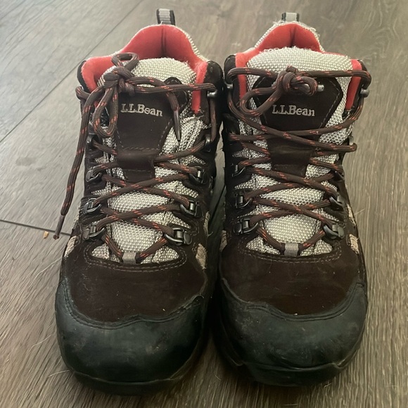 L.L Bean Brown Suede Mesh Big Boys Hiking Boots - Picture 1 of 5